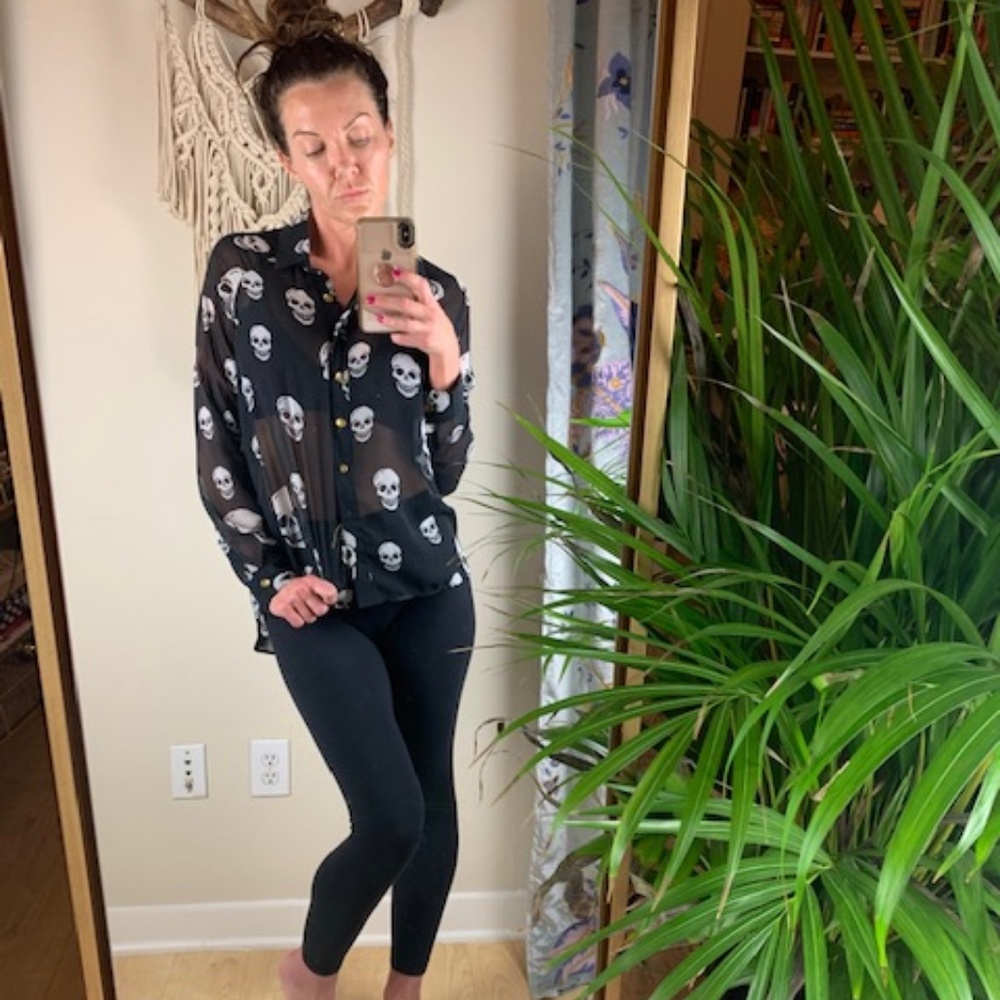 Body Central • Sheer Button Down • Skull • M